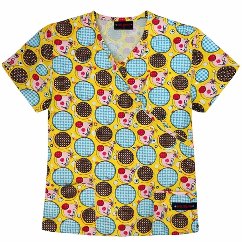 Women's Melrose by May-Hill Scrub Top Size X-Small Bird Partridge Yellow